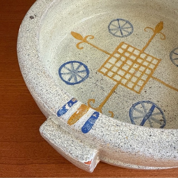 Modernist Bowl Tray Planter Alfaraz ceramic art Brutalist Hand painted Large - Picture 4 of 12